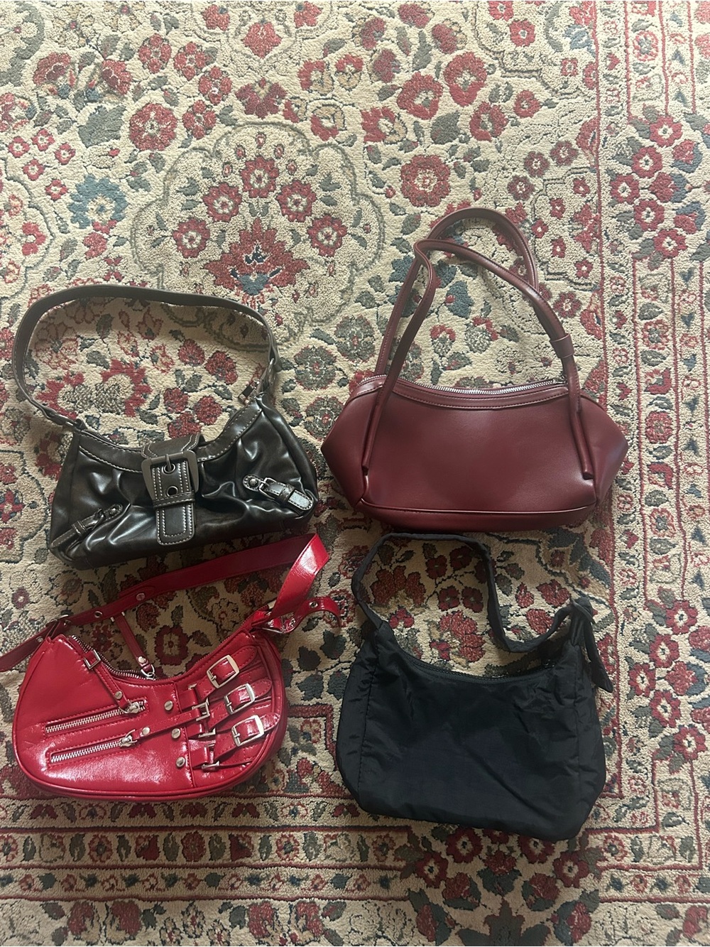 Women’s Burgundy Leather Top-Handle Bag